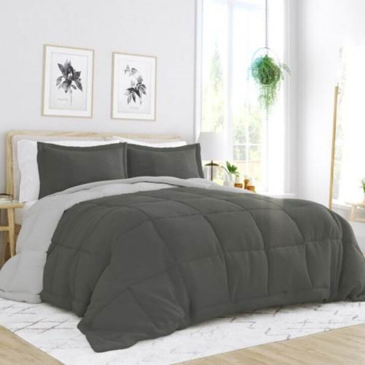 Soft & Stylish 3-Piece Microfiber Comforter Set, Reversible Bedding
