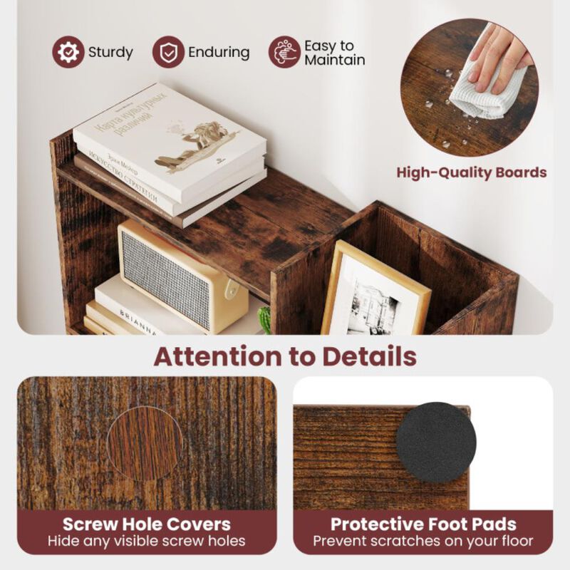 Hivvago 6-Tier Bookshelf Wooden Bookcase with 2 Anti-Tipping Kits Open Display Shelf