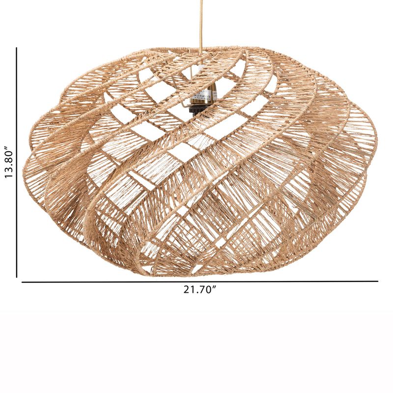 bali & pari Enola Handwoven Jute Pendant Lampshade - Boho Chic Ceiling Light Cover with Twisted Spiral Design image number 2
