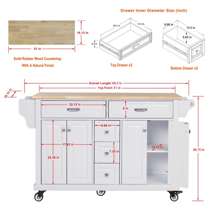 Streamdale Cambridge Natural Wood Top Kitchen Island with Storage image number 9