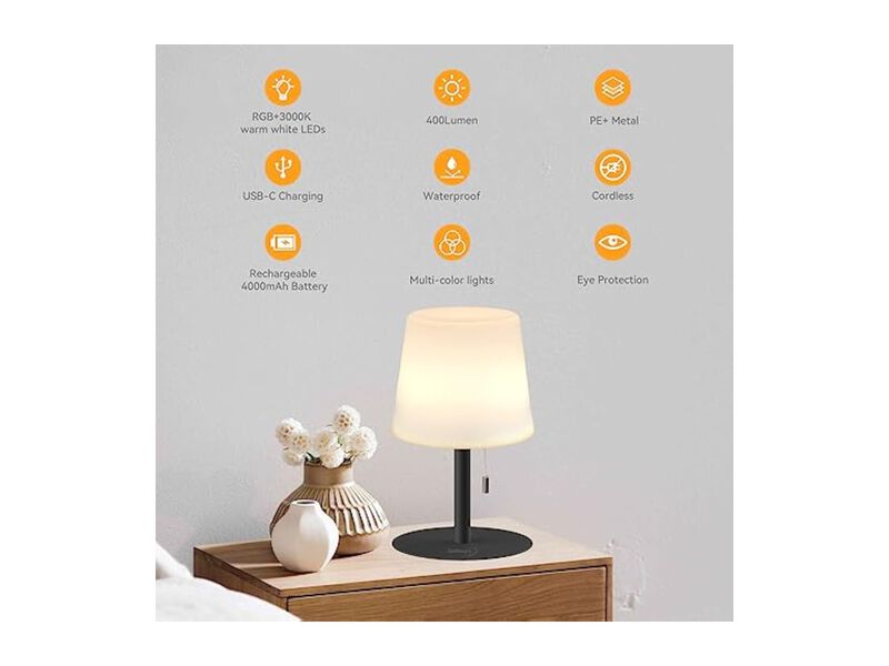 Rechargeable Cordless Waterproof Shower Lamp For Bedroom Bathroom Home Office image number 1