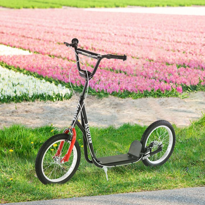 BreeBe Youth Scooter Kick Scooter, Max Load 220 LBS., with Adjustable Handlebar, 16" Inflatable Wheels, Dual Brakes