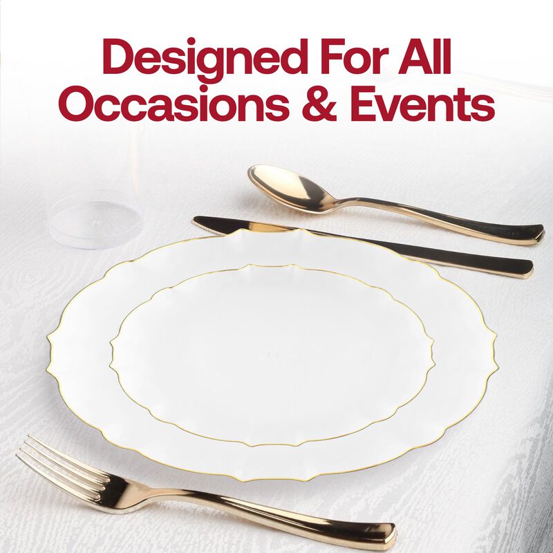 Clear with Gold Rim Round Lotus Plastic Wedding Value Set (30 Sets) image number 6