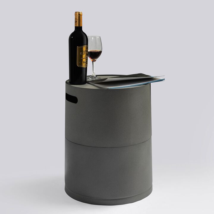 14.8" Steel Propane Tank Cover Round Tank Holder Hide-away Side Table