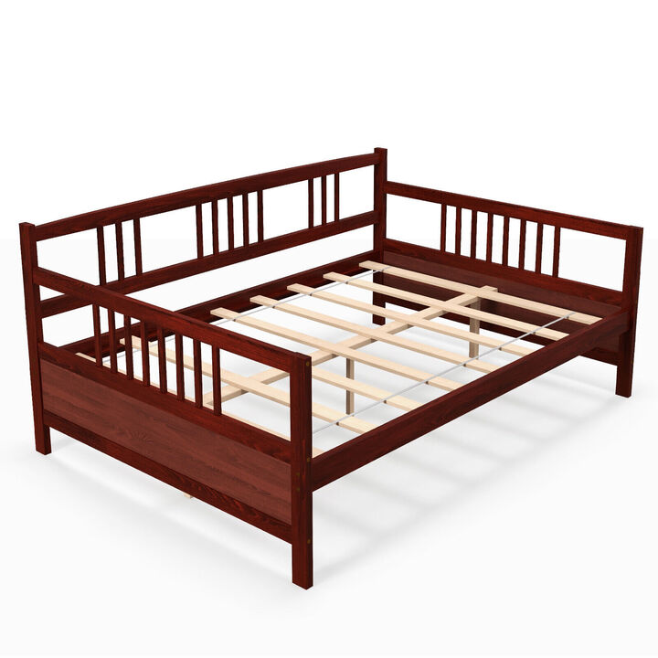 Wooden Daybed Frame with Guardrails and Under-Bed Storage