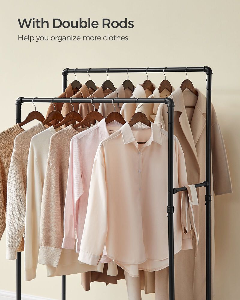 39.4 Inch Garment Rack with Shelf for Clothes Storage Organizer image number 6