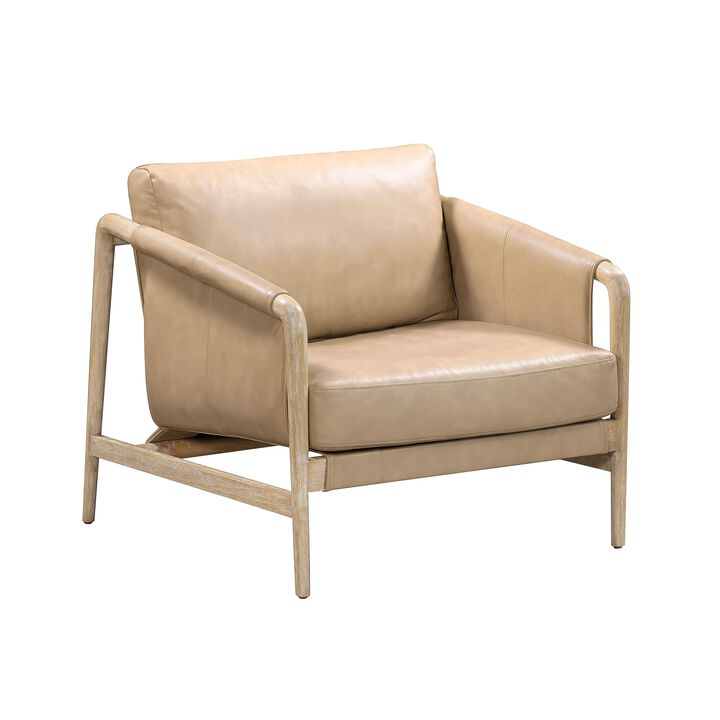 Casafoyer Chakka Tan Genuine Leather Accent Chair