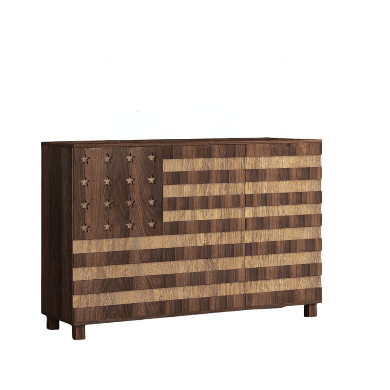 TATEUS Versatile 55" Buffet Cabinet - Hand Carved Kitchen Storage with 2 Drawers, 3 Doors, Adjustable Shelf