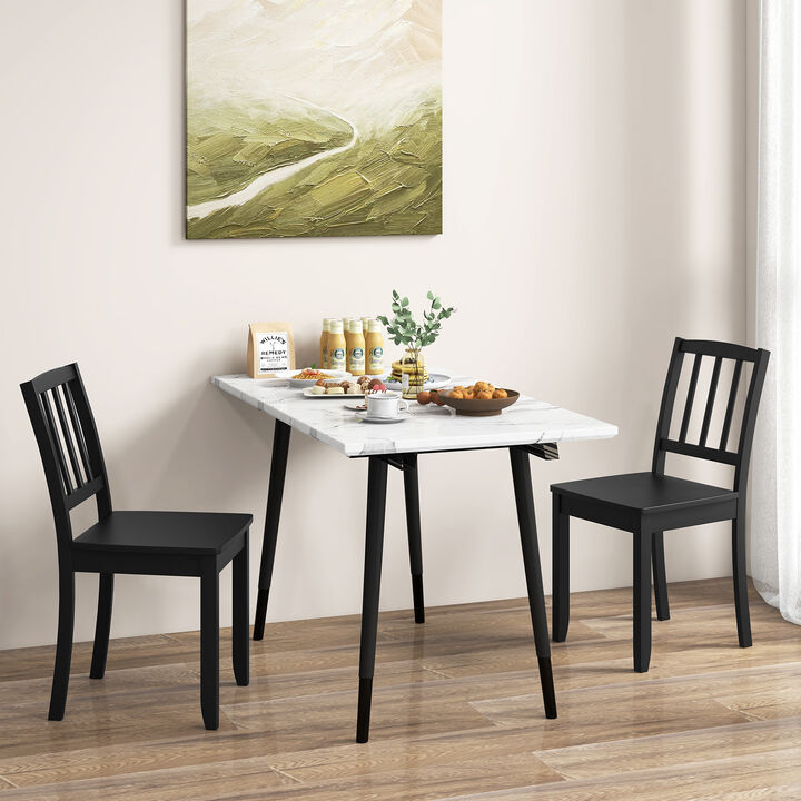 Wood Dining Chair Set of 2 with Rubber Wood Legs