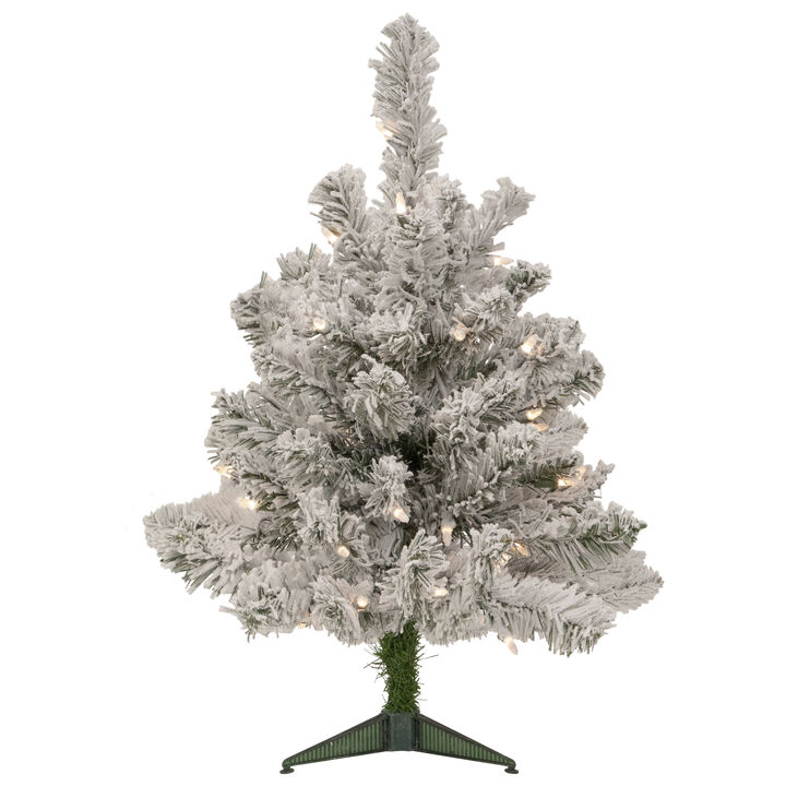 2' Pre-Lit Flocked Madison Pine Artificial Christmas Tree  Clear Lights