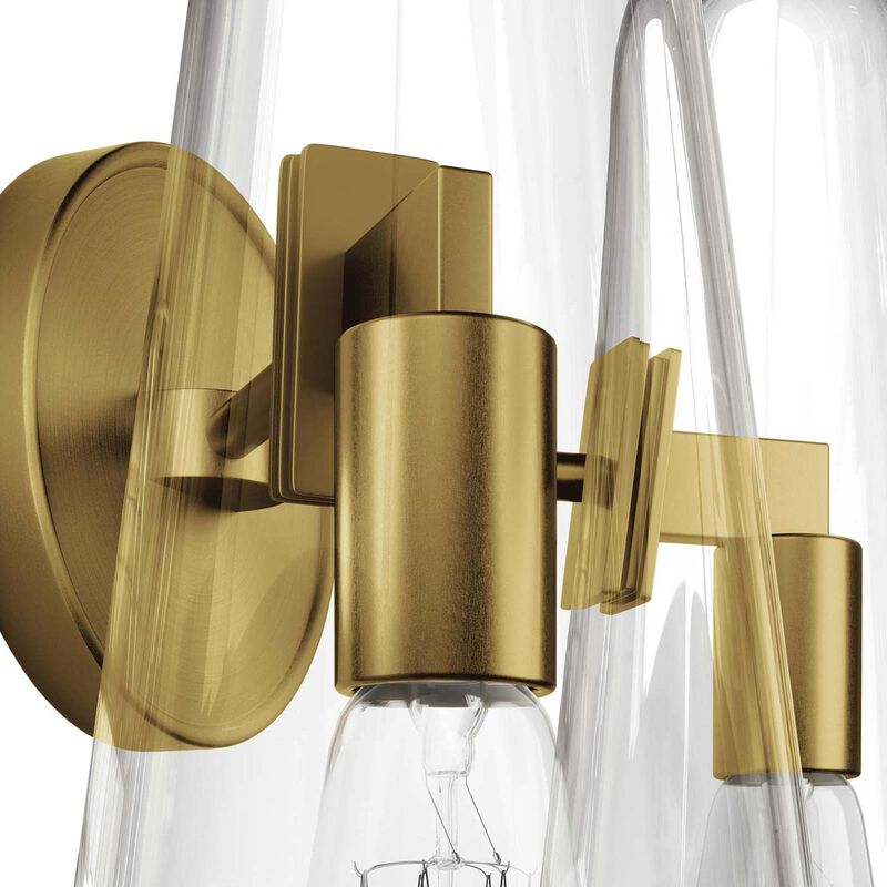 Modway Beacon 2-Light Wall Sconce in Clear Satin Brass, Brown, 7 x 12 x 11.5 image number 5
