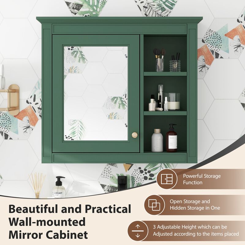 Merax Mirror Cabinet with Adjustable Shelves & Concealed Storage, Wall-Mounted image number 5