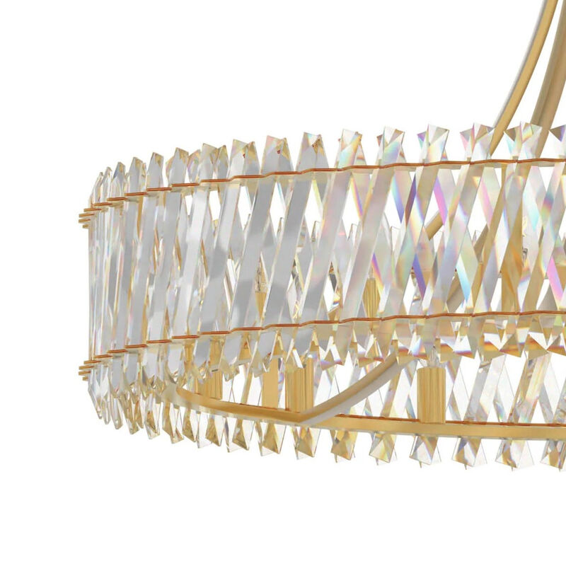 42" 18-Light Contemporary Brushed Gold Crystal Chandelier, Large Circular Ceiling Light for Living Room, Dining Room image number 4