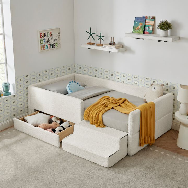 Josmok Multi-Functional Boucle Upholstered Toddler Bed
