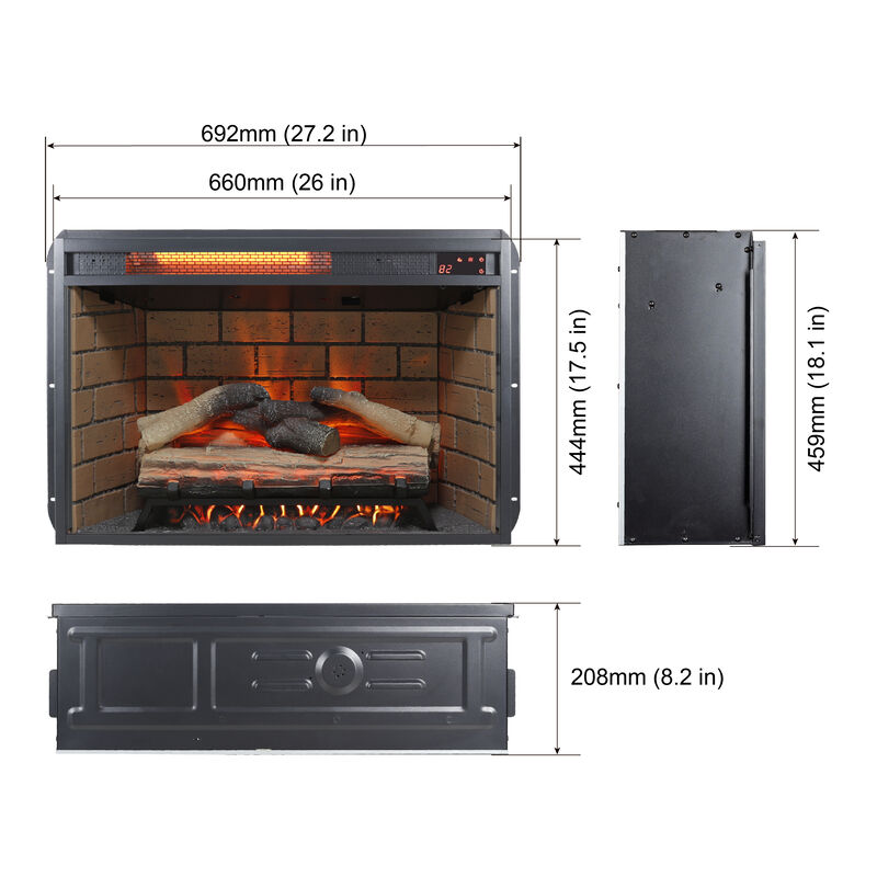 60 Inch Electric Fireplace Entertainment Center With Door Sensor image number 7