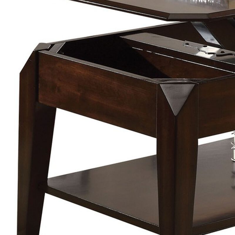 Innovative Coffee Table with Lift Top, Walnut Brown-Benzara