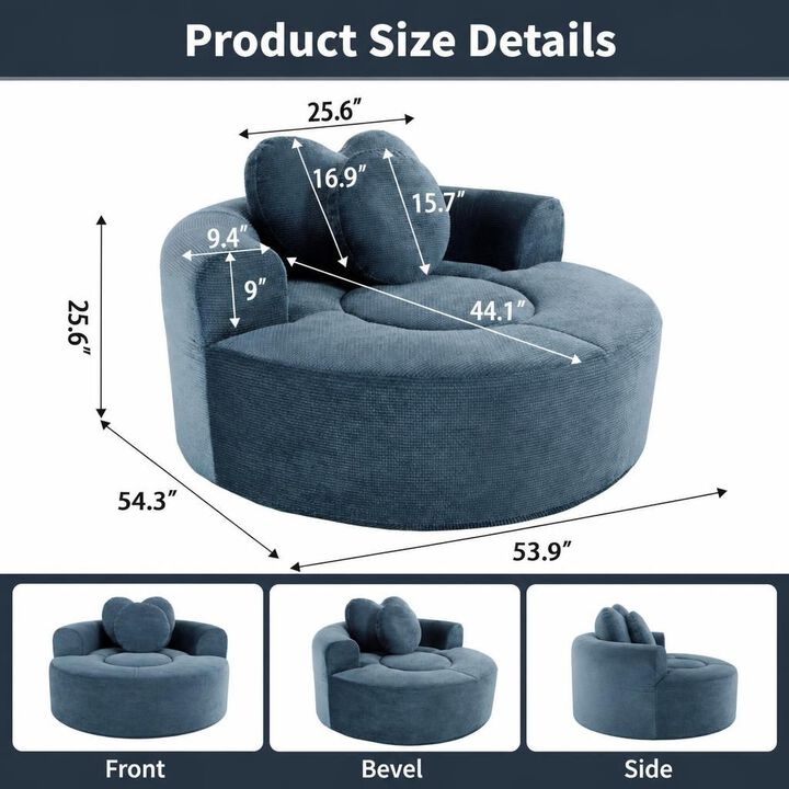 GOODSILO Multi-functional Round Memory Foam Sectional Convertible Sofa Bed Cloud Couch for Small Living Spaces, Apartments and Offices