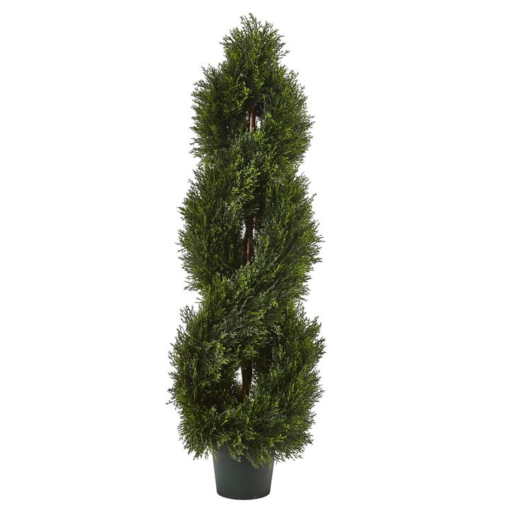 HomPlanti 48 Inches Double Pond Cypress Spiral Topiary UV Resistant w/1036 Leaves (Indoor/Outdoor)
