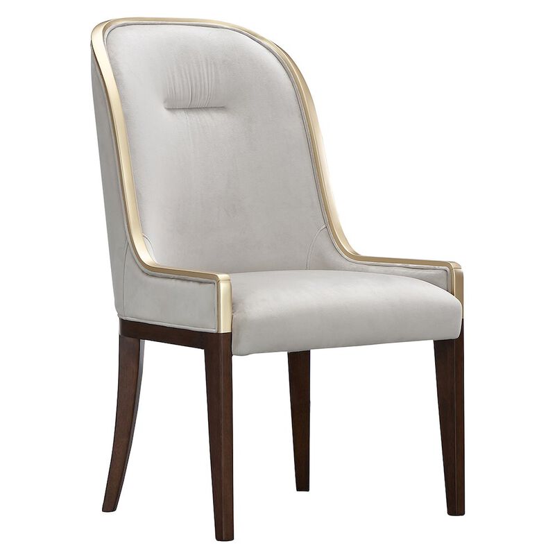 Michael Amini Houston Dining Side Chair, Set of 2 - Porcini/Walnut