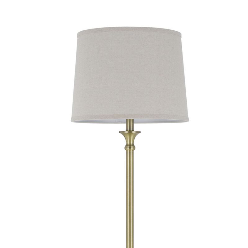 Floor Lamp with Light Gray Hardback Linen Shade, 61 Inch Antique Brass image number 5