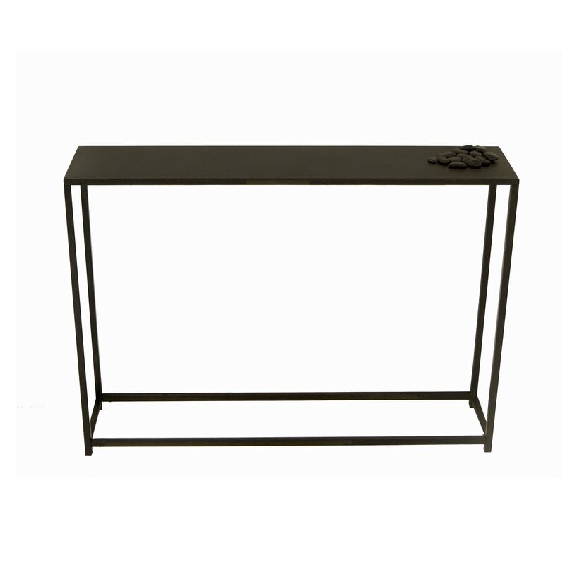 Eme 38 Inch Console Sofa Table, Rectangular Top, Modern Black Metal Frame