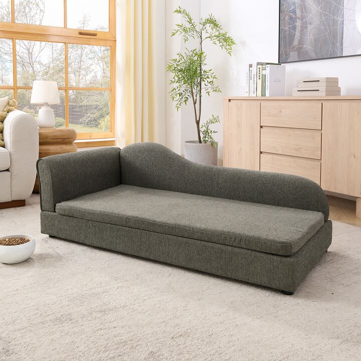 Dog Sofa for Medium Large Dogs, 55" Pet Couch with Irregular Backrest, Single Armrest