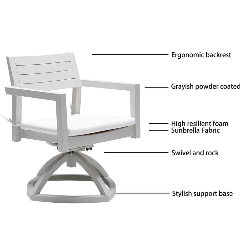 MONDAWE 2 Pieces Outdoor Patio Aluminum Swivel Rocker Chairs with Outdoor-grade Sunbrella Fabric Cushions,Grayish image number 3