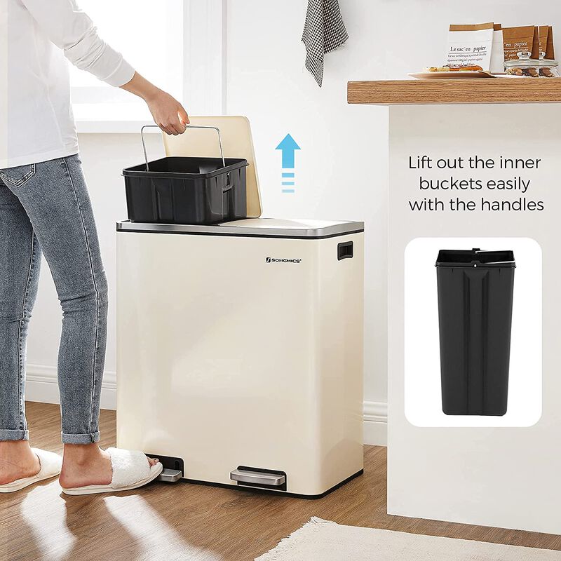 2 x 8 Gallon Black Dual Trash Garbage Can with Lid