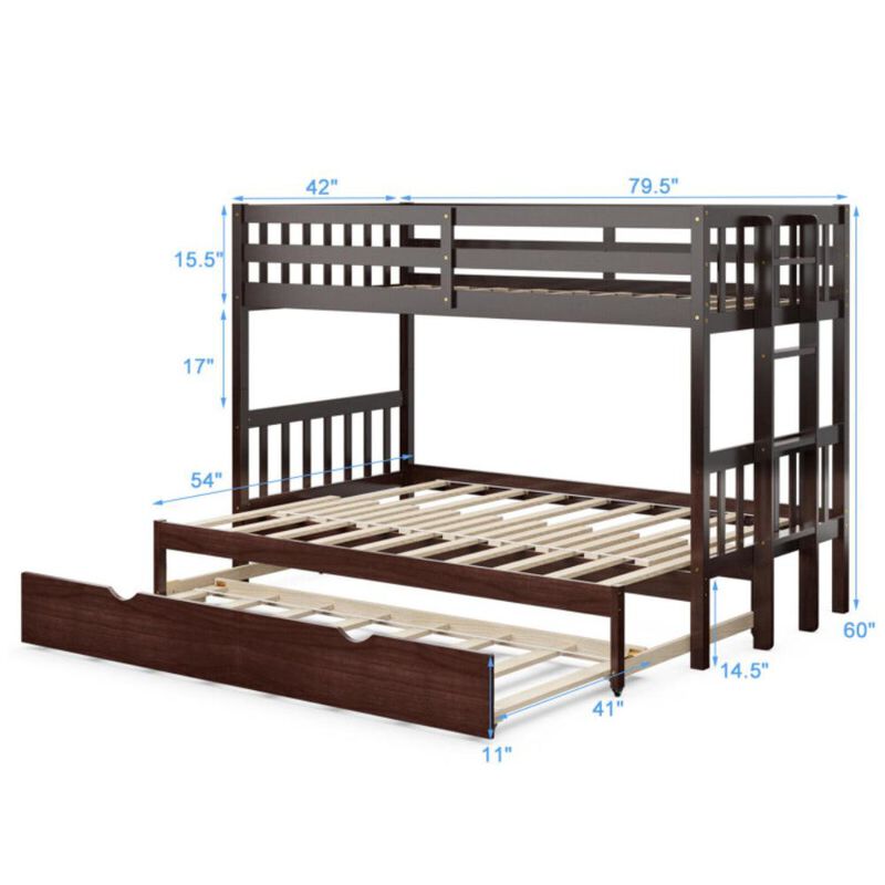 Hivvago Twin Pull-Out Bunk Bed with Trundle Wooden Ladder image number 6