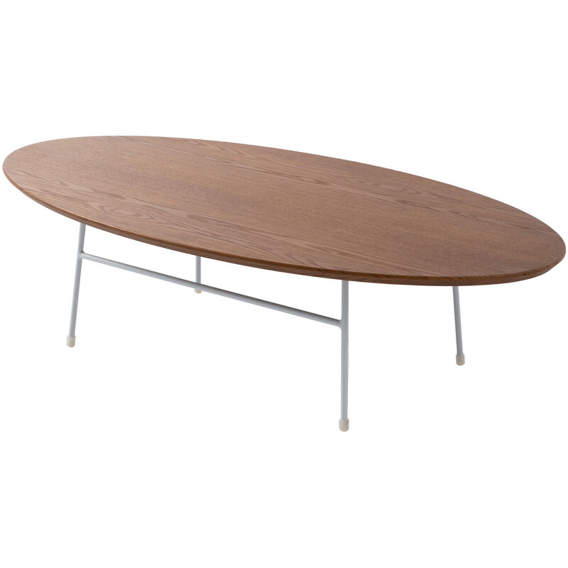 LeisureMod Rossmore Modern Oval Coffee Table with Steel Frame &ndash; Stylish Accent Table for Living Room, Lounge, and Contemporary Spaces