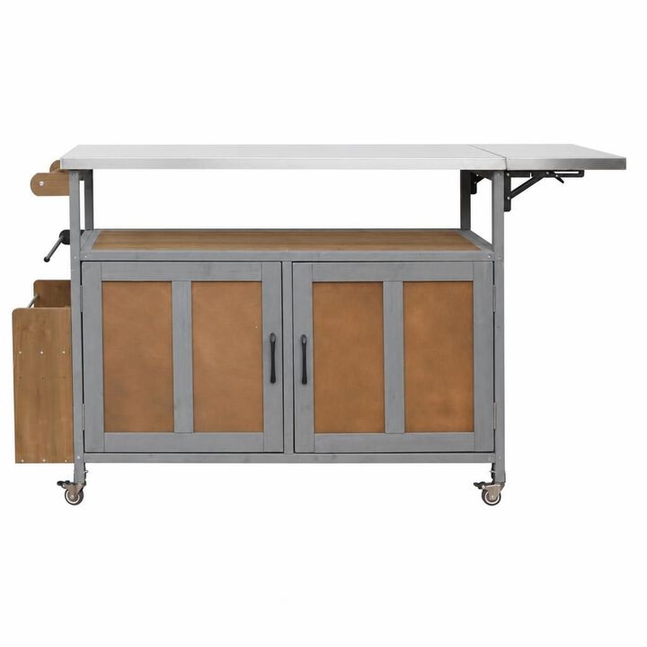 ELEMENT ACE Portable Foldable Outdoor Kitchen Island Mobile Patio Kitchen Cart with Lockable Wheels, Storage Cabinet and Towel Rack for Outdoor Cooking
