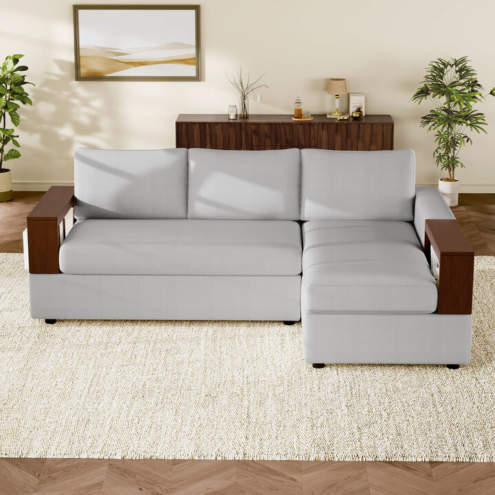 Merax Sectional Sofa Upholstered Sofa Couch with Reversible Armrests