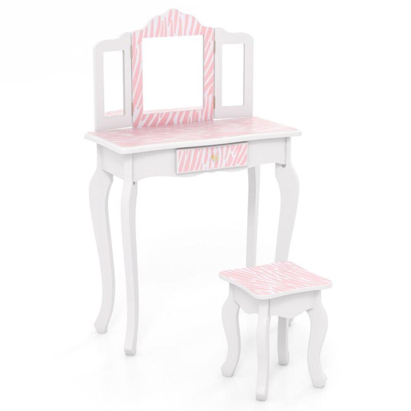Hivvago Kids Vanity Set with Drawer and 3 Makeup Accessories