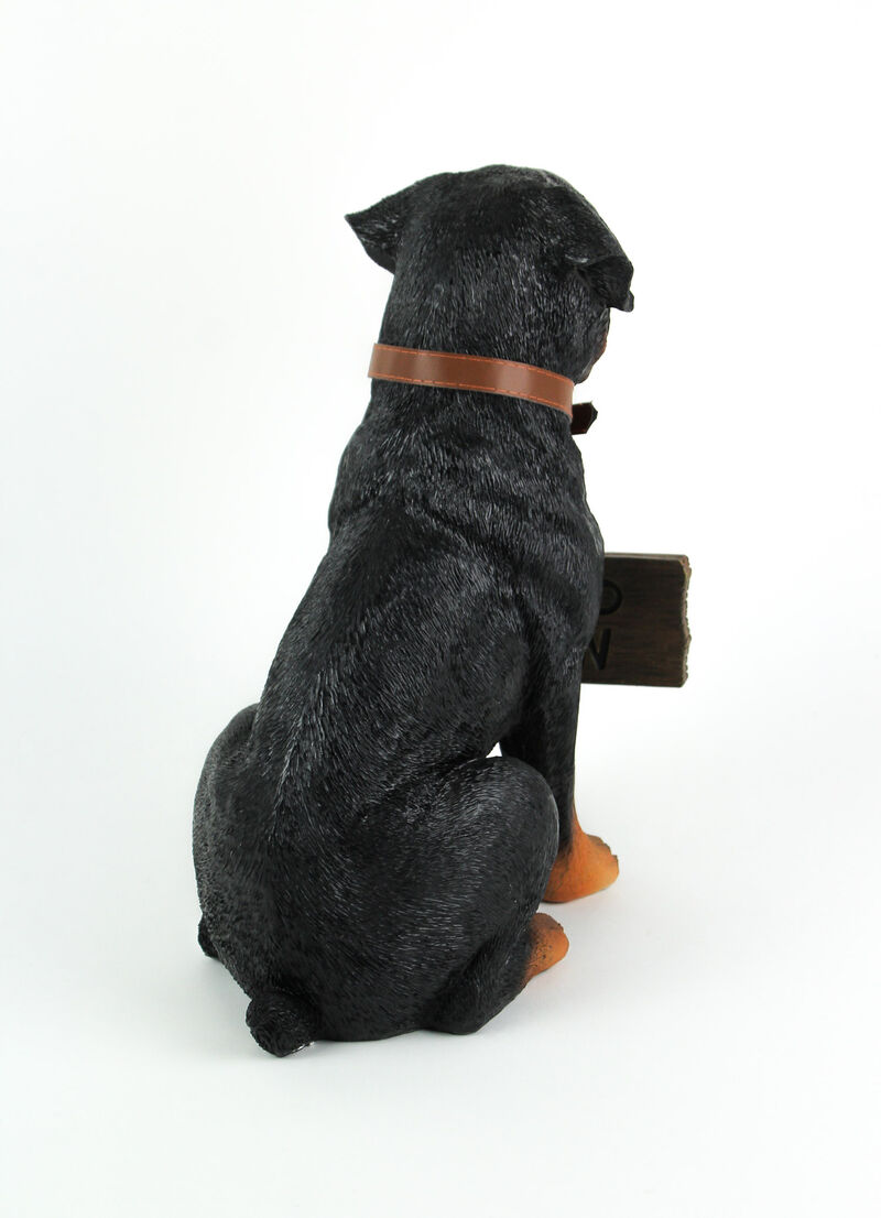Buddy Rottweiler Guard Dog Indoor Outdoor Statue with Reversible Message Sign image number 2