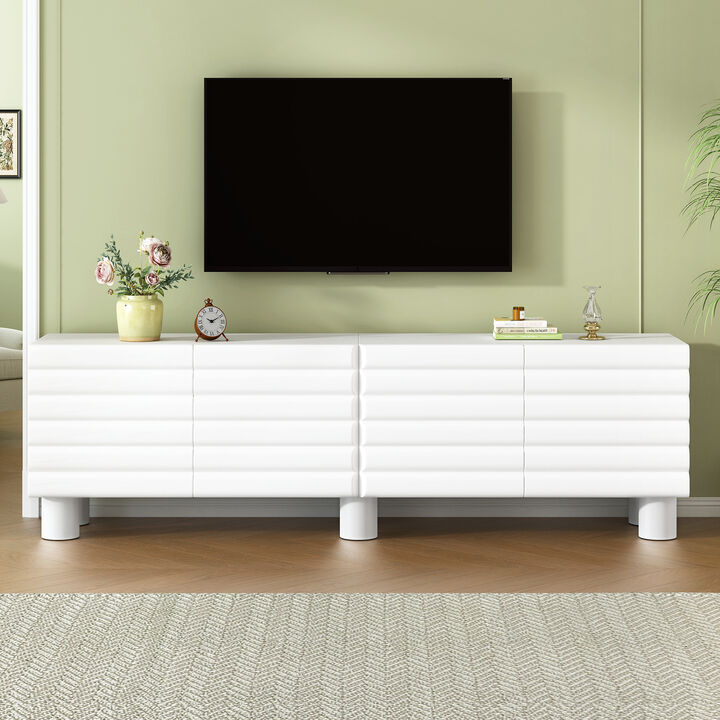 Merax Stylish Thick Wavy Door TV Cabinet with Adjustable Shelves