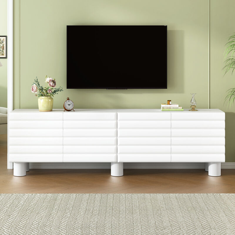 Merax Stylish Thick Wavy Door TV Cabinet with Adjustable Shelves