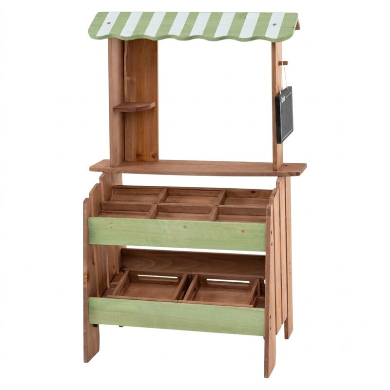 Kids Wooden Grocery Store Playset with Chalkboard and Accessories image number 0