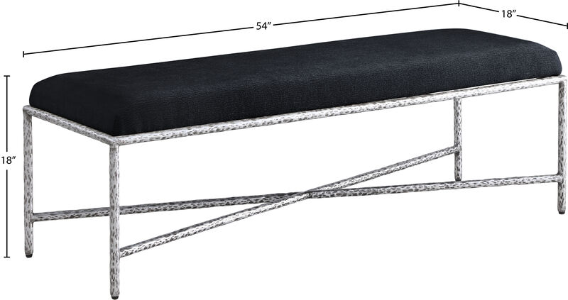 Meridian Furniture Valley Black Chenille Fabric Bench