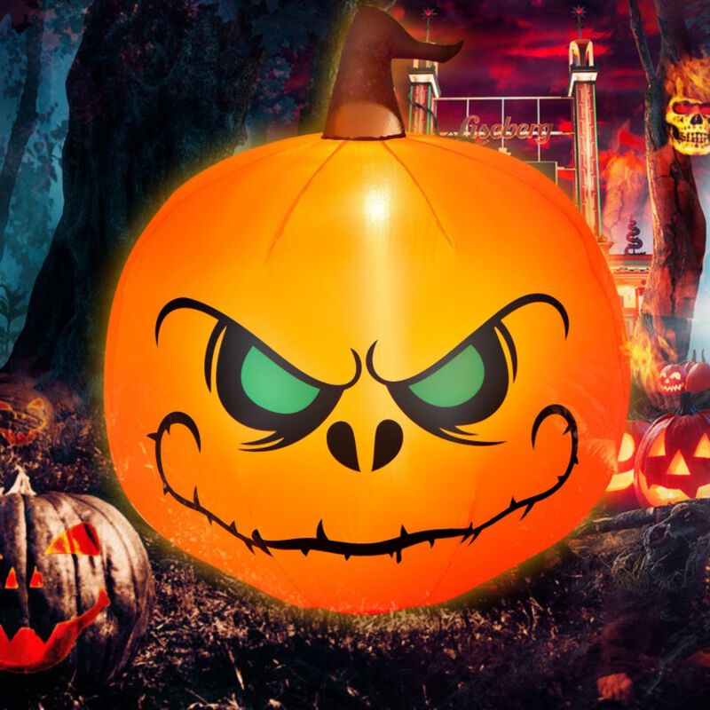 4ft Halloween Yard Glowing Inflatable Pumpkin with Built-In LED Light image number 1