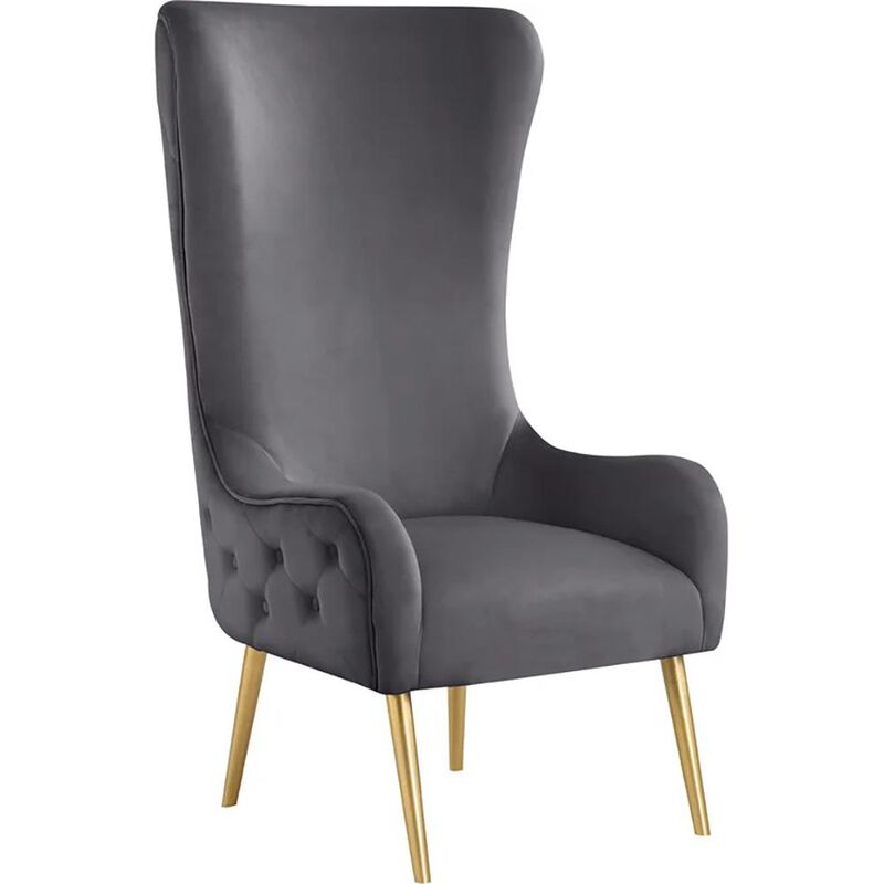 Best Master Furniture Venetian Gray Tufted Velvet High Back Armchairs