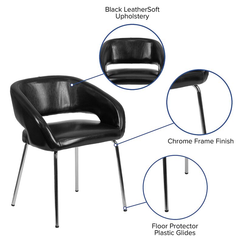 Flash Furniture Fusion Series Contemporary Black LeatherSoft Side Reception Chair