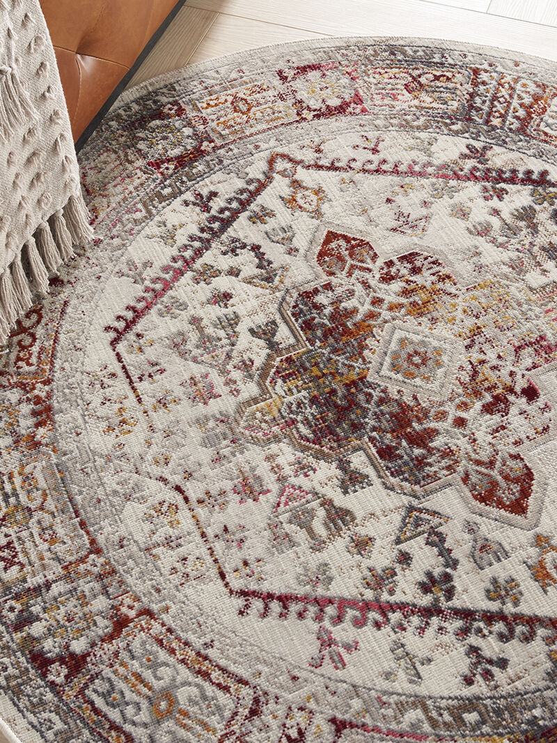 Vintage Kashan VKA08 Ivory/Red 4' x Round Rug