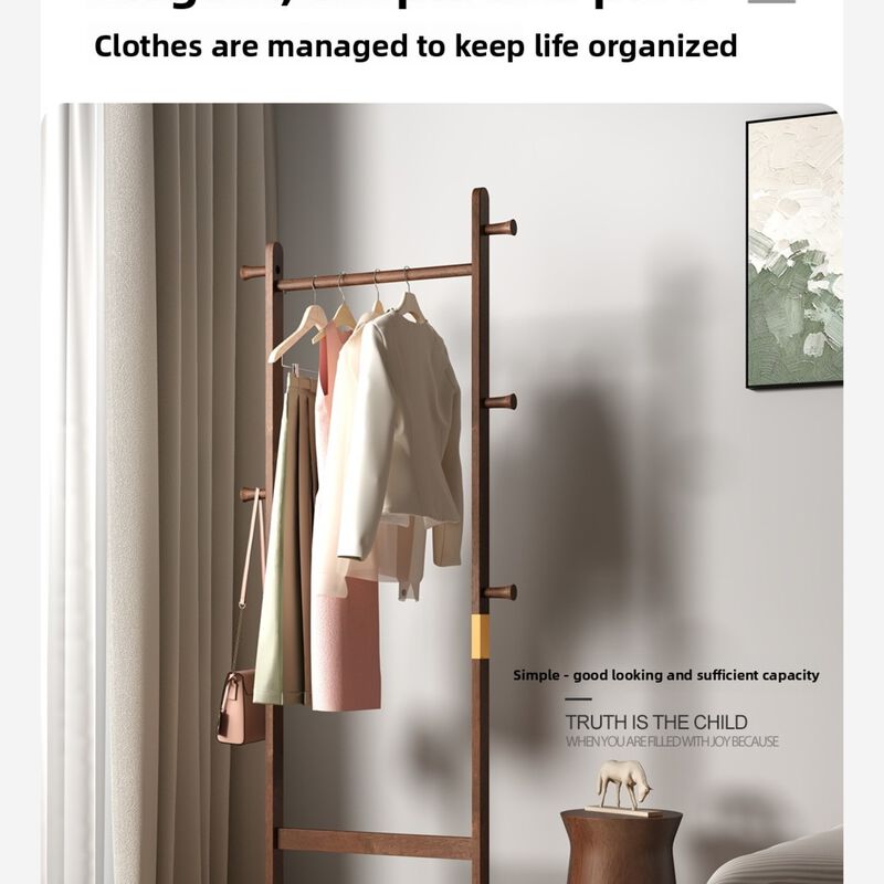 GOODSILO Freestanding Solid Wood Coat Rack Durable Garment Storage Hanger Easy to Assemble for Entryway Bedroom Living Room Holds Coats Hats Scarves and Bags image number 9