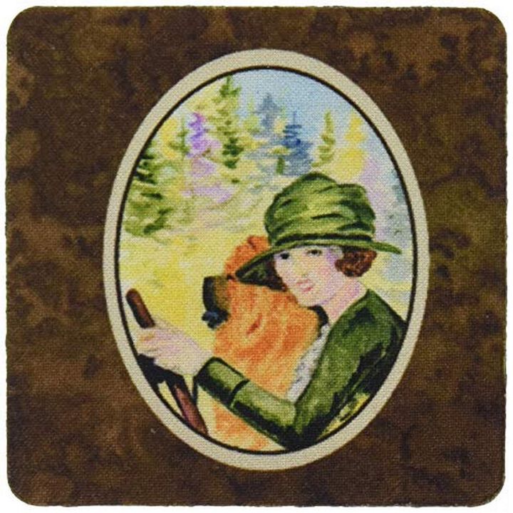 Caroline's Treasures SS8527FC Lady Driving with Her Chow Chow Foam Coasters (Set of 4), 3.5 H x 3.5 W, Multicolor