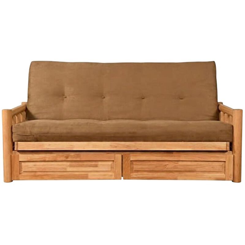 Lodge Frame-Natural Finish-Suede Peat Mattress-Storage Drawers image number 0