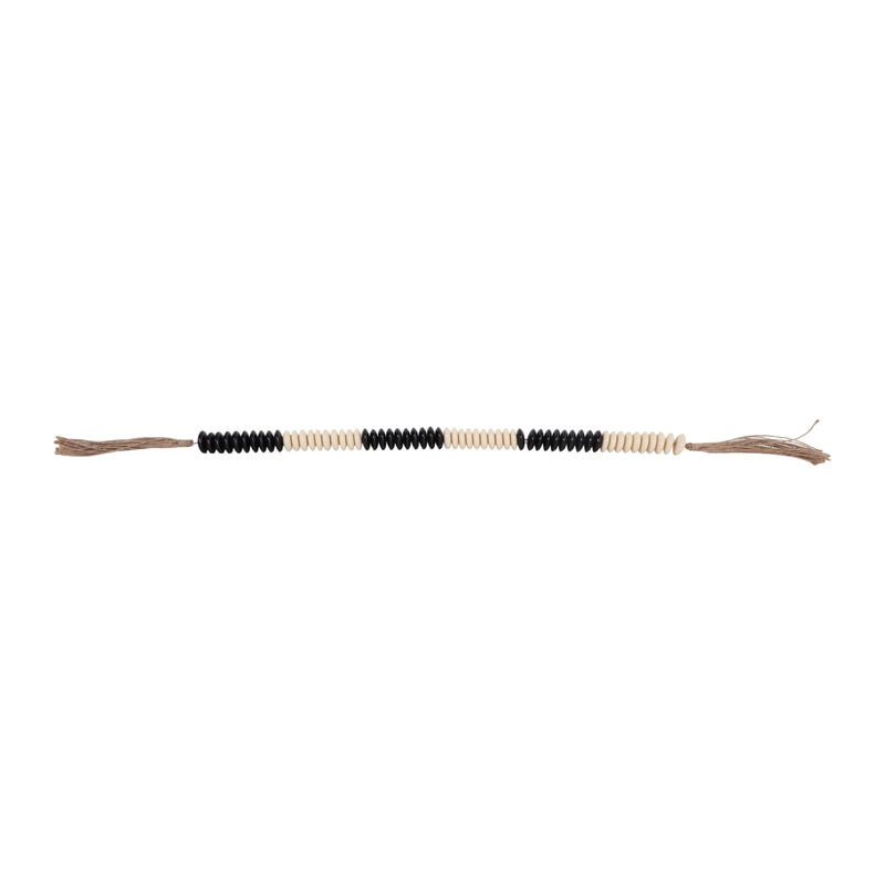 42x1.25" Slim Round Bead Garland, Ivory/black image number 5