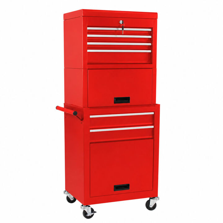 ELEMENT ACE 2-in-1 Detachable Lockable 6-Drawer Rolling Tool Cabinet with Universal Wheels Storage Organizer for Garage Workshop and Repair Shop Use