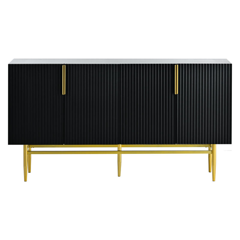 Whisen Modern Elegant 4-door Sideboard with Gold Metal Handle - Black