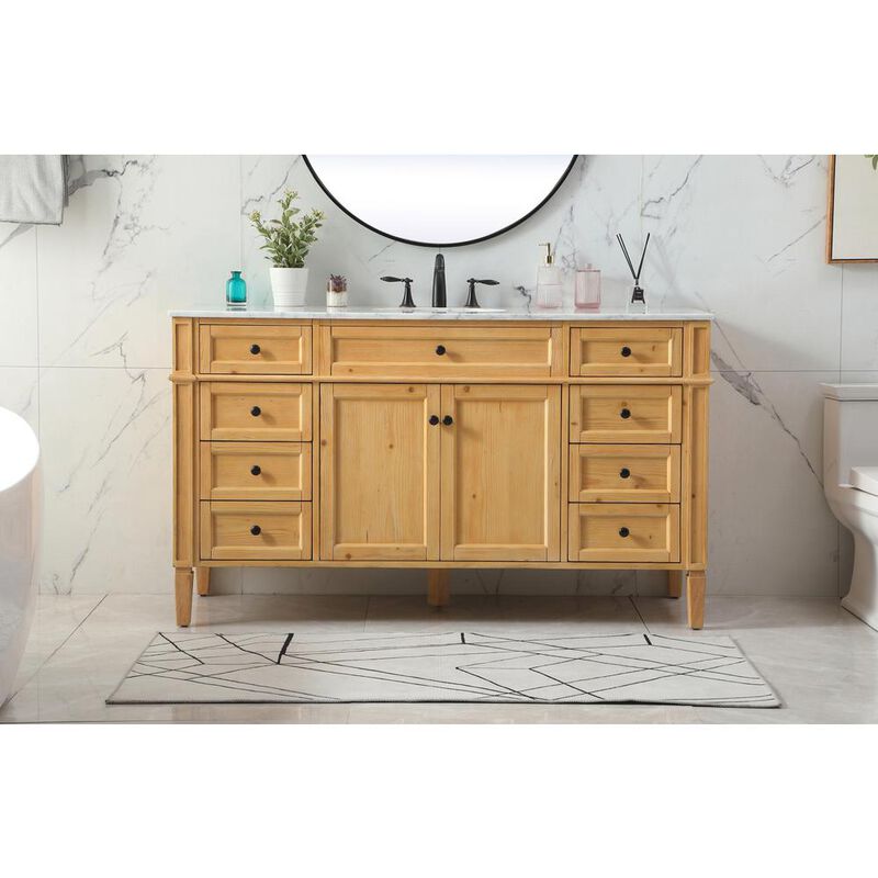 Elegant Kitchen and Bath 60 inch Single bathroom vanity in natural wood
