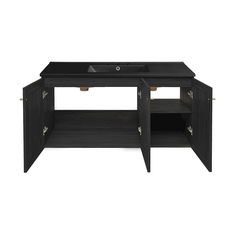 48" Wall-Mounted Bathroom Vanity with 3-Hole Widespread Sink Top image number 3